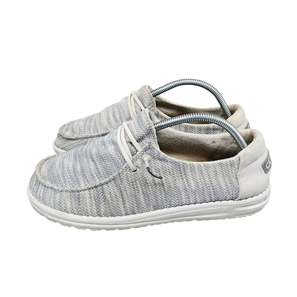 Hey Dude Shoes Womens 11 Wendy Sox Glacier Grey Lightweight Canvas Slip-On *Read